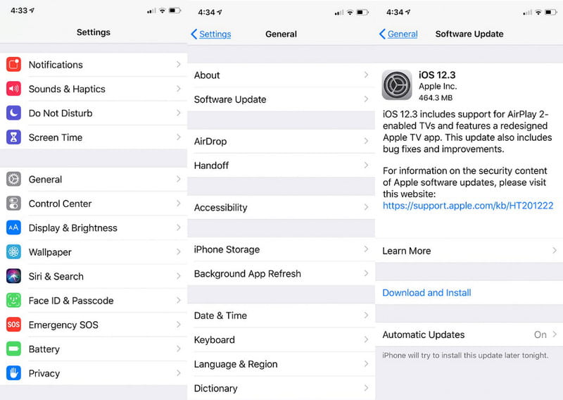 Actualización del software iOS iPhone Safari Congelación