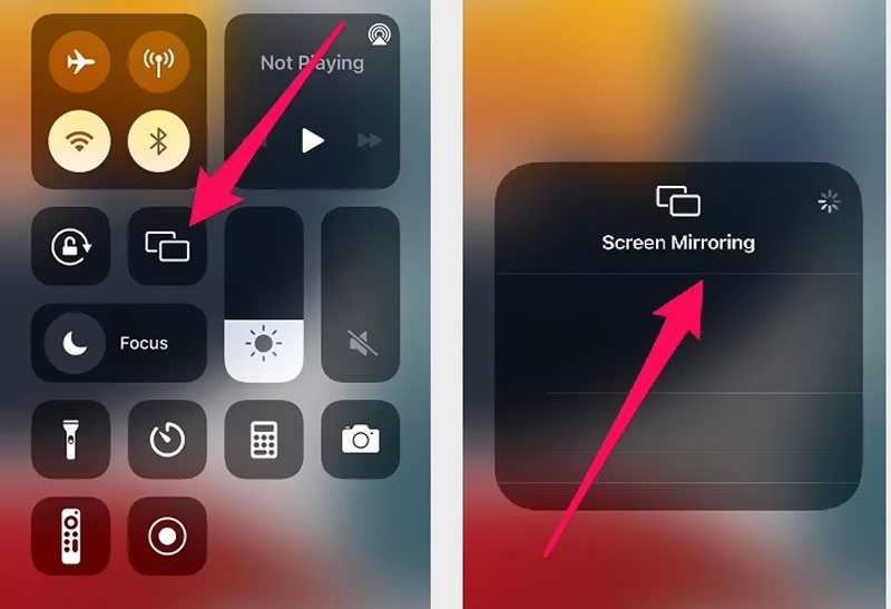 Duplicación de pantalla del centro de control en iPhone