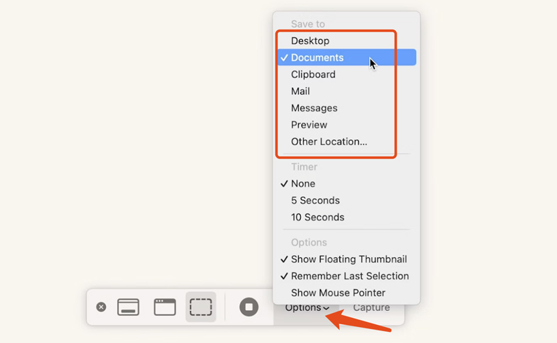 Ubicación para guardar capturas de pantalla de Mac