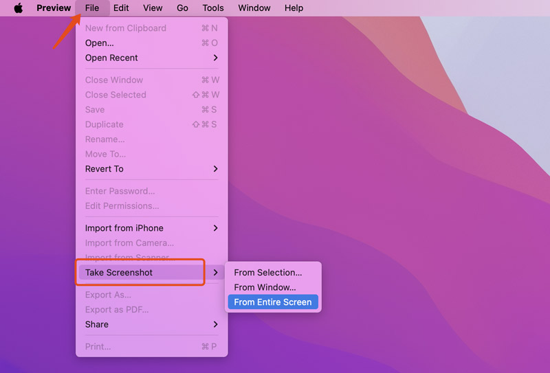 Vista previa de Mac: Tomar captura de pantalla