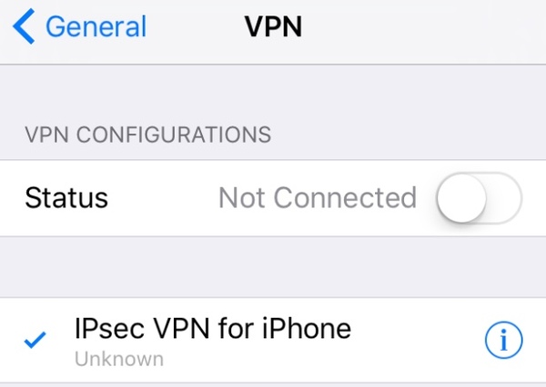 Eliminar el perfil vpn