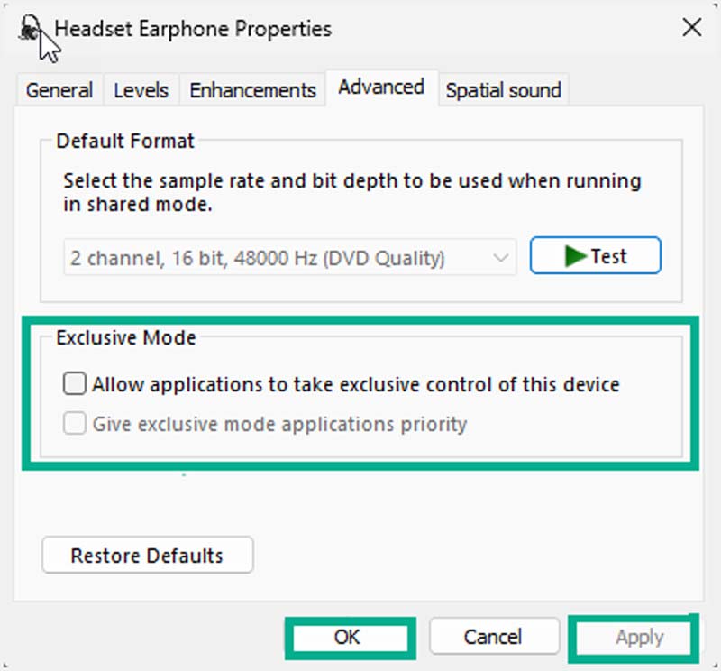 Deshabilitar todas las mejoras de audio de Windows