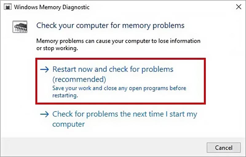 Comprobación de diagnóstico de memoria de Windows para detectar errores de RAM