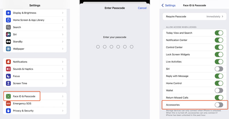 Permitir que el iPhone acceda a los accesorios cuando esté bloqueado