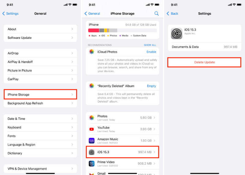 Eliminar Volver a descargar la actualización de iOS