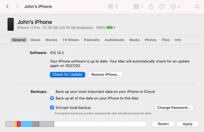 Utilice la actualización del Finder Actualización de iPhone solicitada