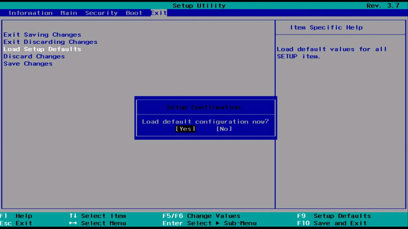 Restablecer la configuración del BIOS Windows Cargar valores predeterminados de configuración