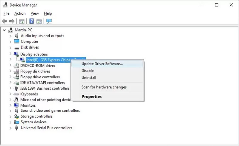 Actualizar el software del controlador del Administrador de dispositivos de Windows