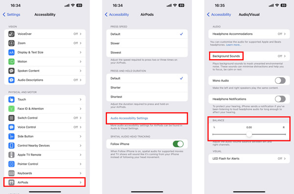 Ajustar la configuración de accesibilidad de audio en el iPhone