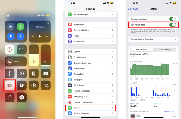 Desactivar el modo de bajo consumo en el iPhone