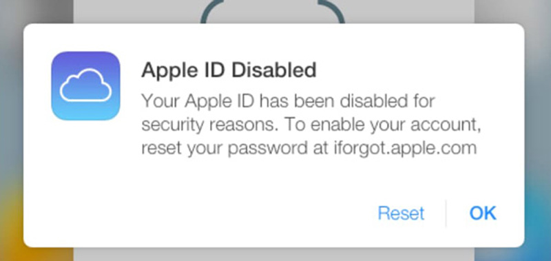 Alerta de ID de Apple desactivado