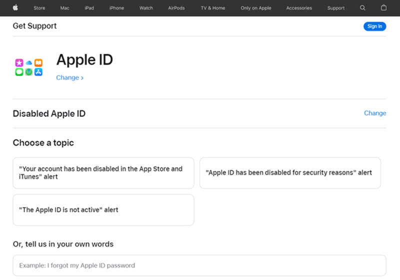 Obtenga soporte para reparar la ID de Apple deshabilitada