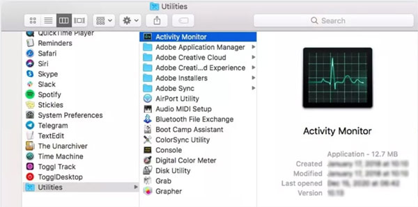 Monitor de actividad de Mac Cerrar aplicaciones