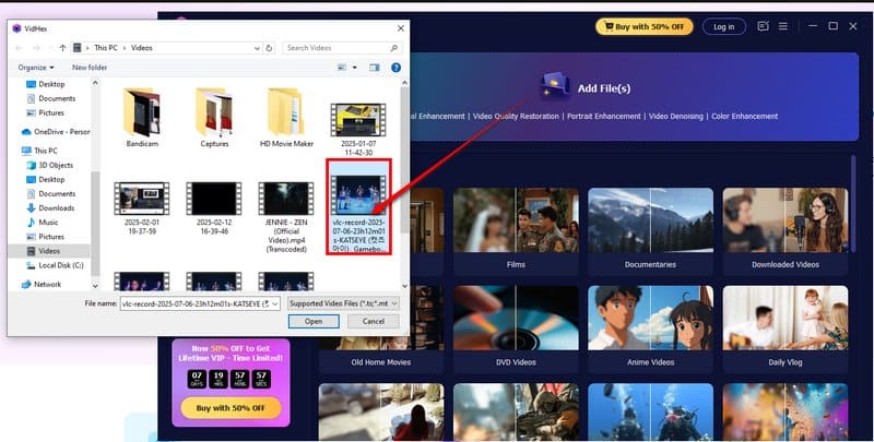 Sube el video granulado