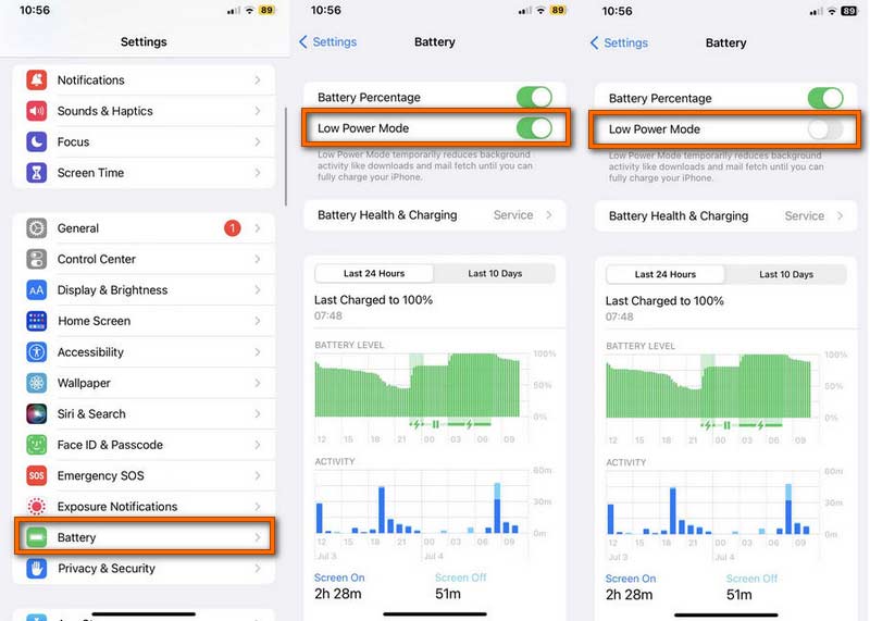 Deshabilitar iPhone en modo de bajo consumo