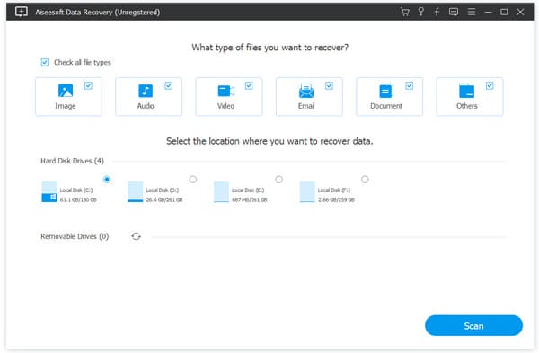 Inicie la recuperación de datos de Aiseesoft