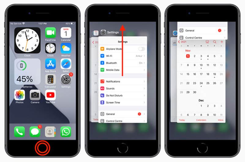 Forzar el cierre de la aplicación en el iPhone con el botón de inicio