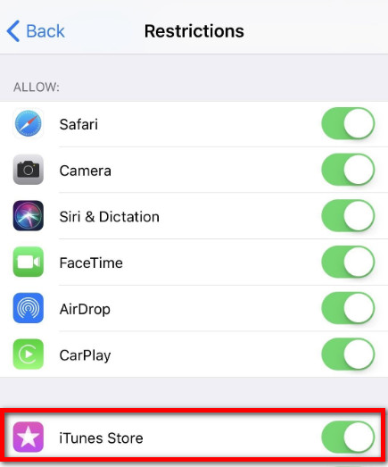 Activar Restricción iOS