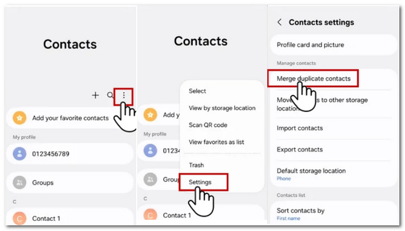 Seleccione Combinar contactos duplicados