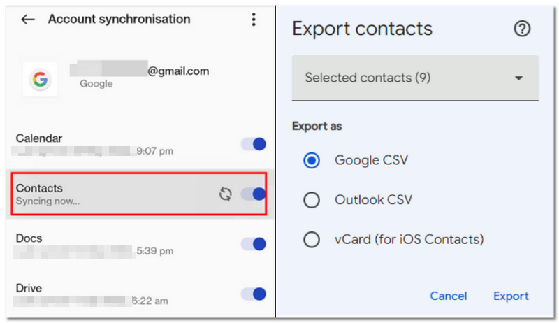 Sincronizar contactos con la cuenta de Google