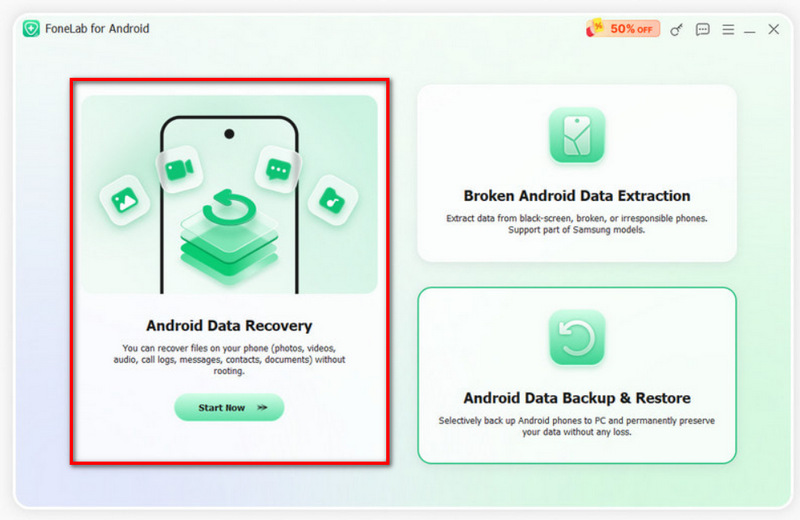 Seleccione Recuperación de datos de Android