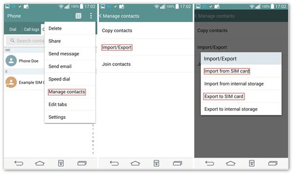 Transferir contactos entre teléfonos Android mediante tarjeta SIM