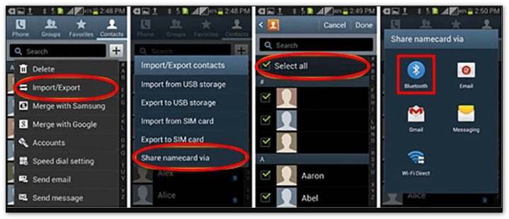 Comparte contactos de Android a Android mediante Bluetooth.