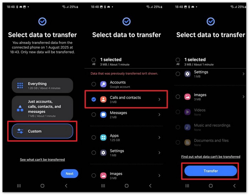 Transferir llamadas y contactos de Samsung a Samsung