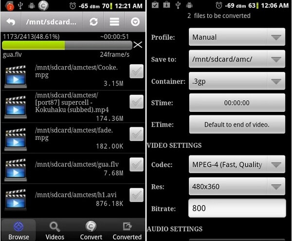 ASF a MPEG en teléfonos Android