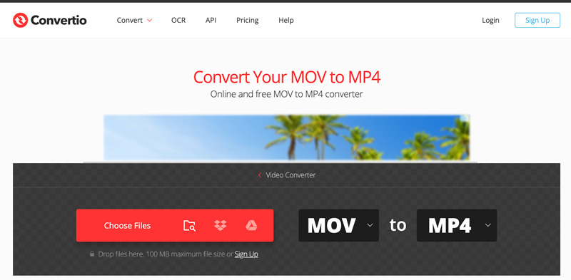 Convertio en línea Página de conversión de MOV a MP4