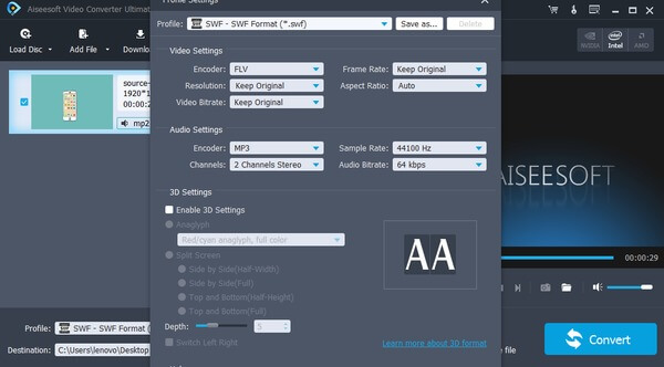 configuración de perfil