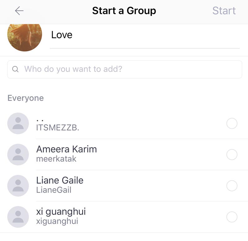 Iniciar grupo Kik Chat