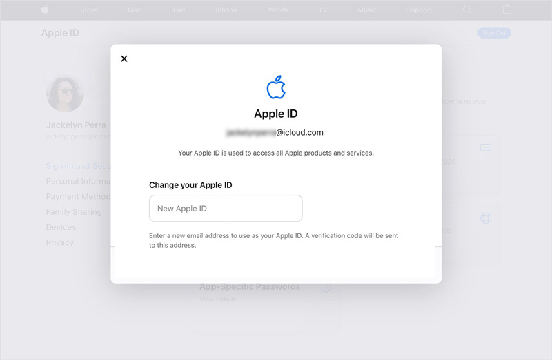 Cambiar la dirección de correo electrónico de ID de Apple