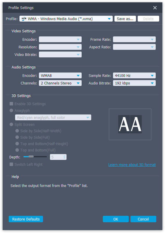 Configuración de perfil