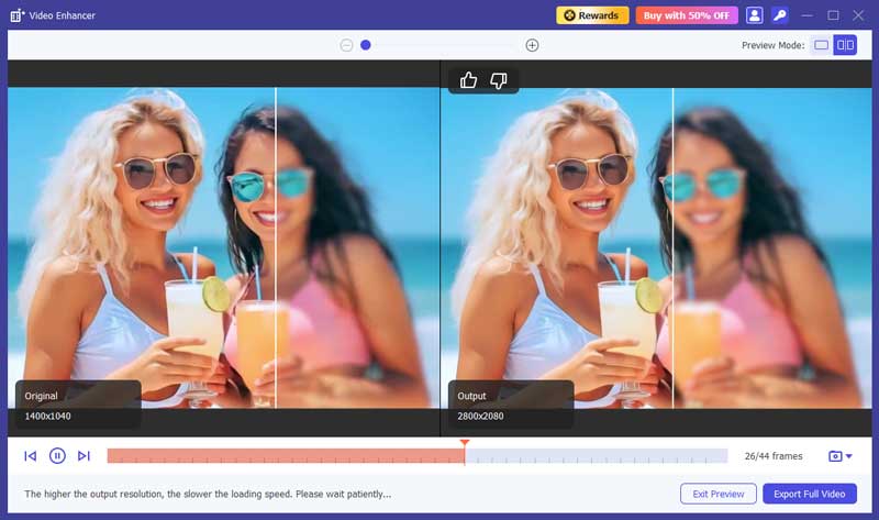 Vista previa y exportación de vídeo mejorado