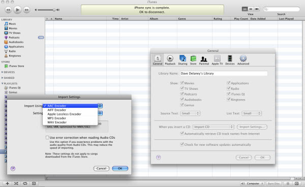 iTunes para convertir AIF a MP3