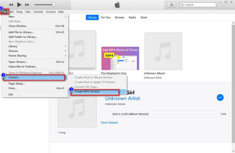 iTunes Inicia la conversión de AIF a MP3