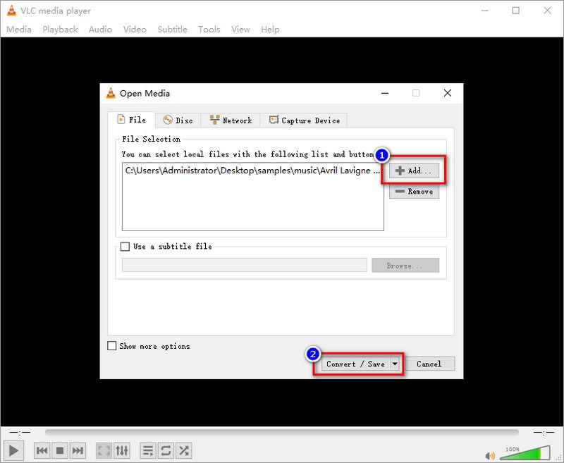VLC Agregar archivos para convertir