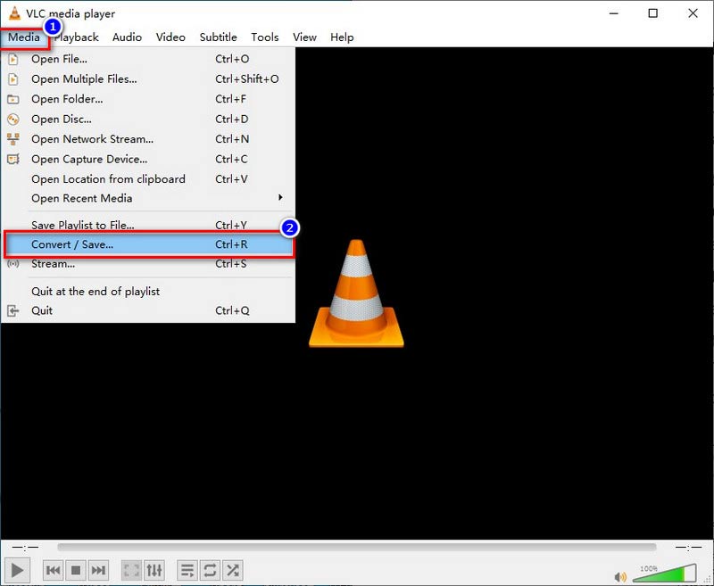 VLC Seleccionar conversión de medios