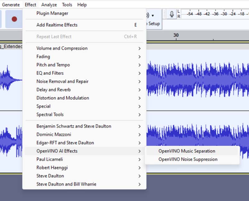 Separación de música de Audacity