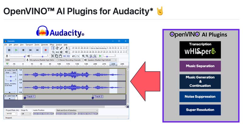 Descarga los plugins de Openvino AI para Audacity.
