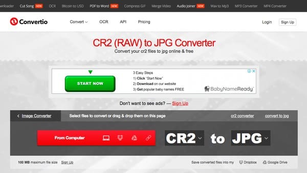 Convertidor en línea CR2 a JPG