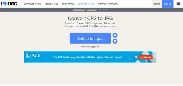 Convertidor de CR2 a JPG en línea de Iloveimg