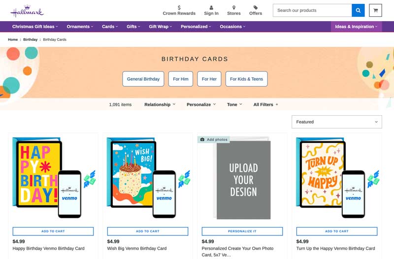 Hallmark Haga tarjetas de cumpleaños virtuales en línea