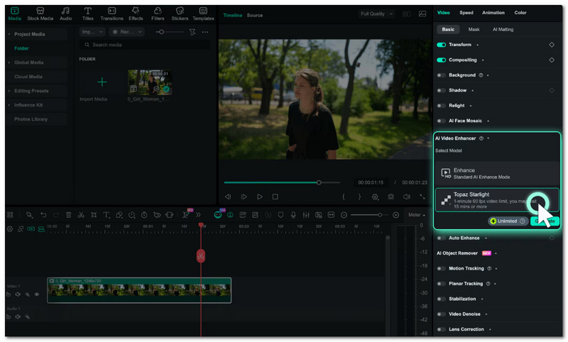 Toggle On Ai Video Enhancer