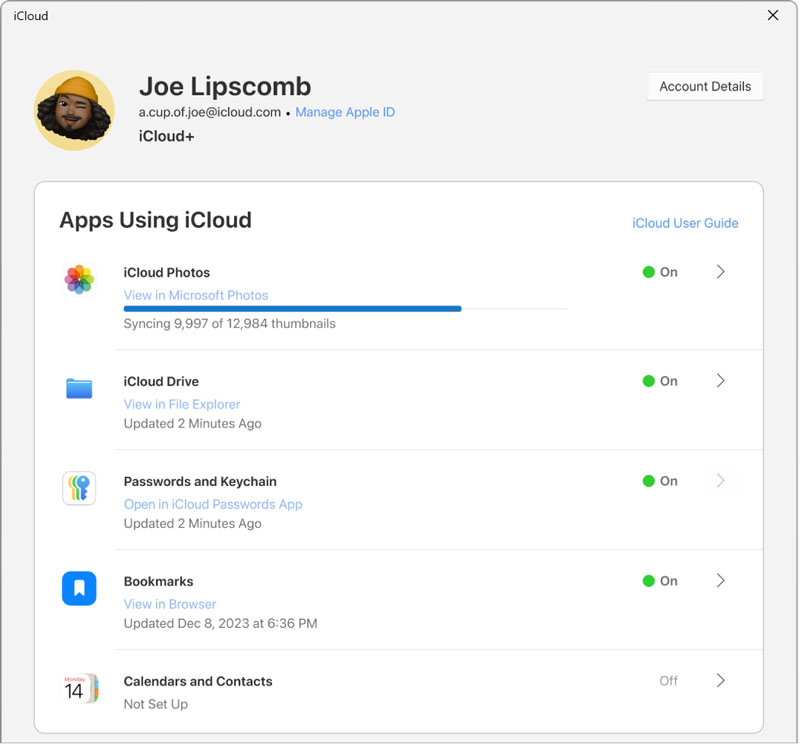iCloud para Windows: Activar iCloud Drive