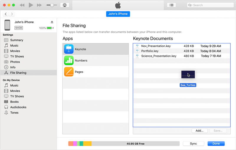 Compartir archivos de iTunes: Añadir documentos de PC a iPhone