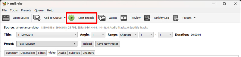 Comience a escalar en Handbrake