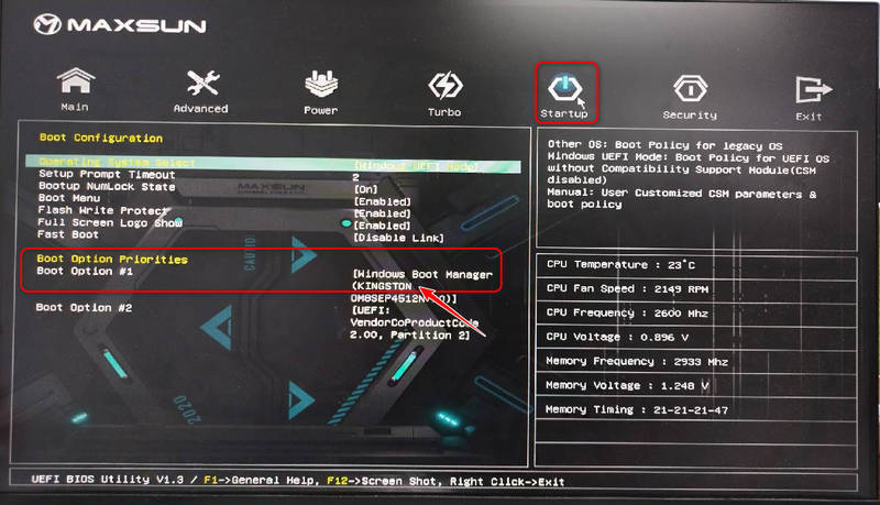 Prioridad de cambio de BIOS