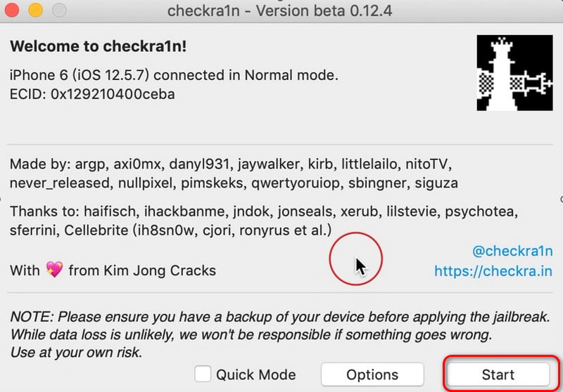 Inicio de Checkra1n